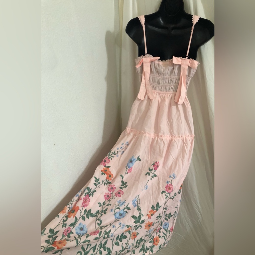 Trixxi floral hem smocked bodice bow strap garden dress size medium brand new - Picture 6 of 16